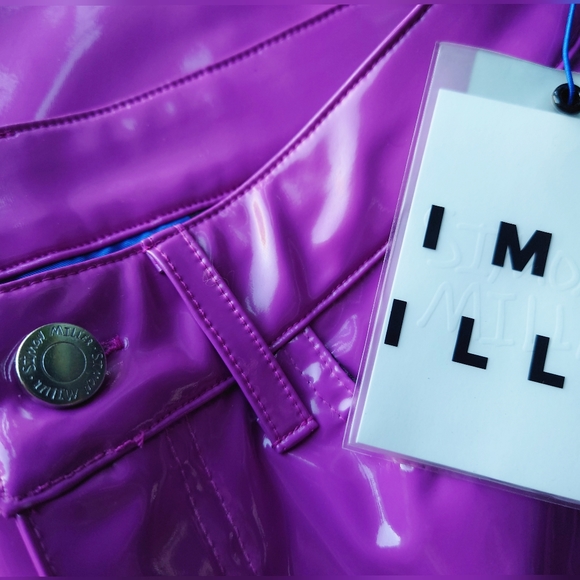 Simon Miller Vegan Patent Leather Straight Leg Pant in Magenta Purple NEW - Picture 13 of 16